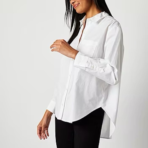 a.n.a Womens Long Sleeve Oversized Button-Down Shirt - Picture 4 of 5